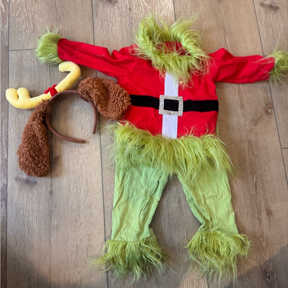 GRINCH Costume with Antler Headband perfect for mama & me or kids and pup!